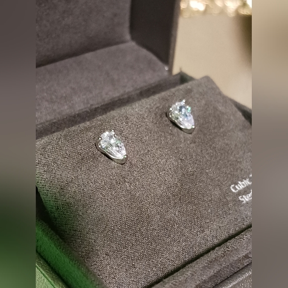 NORDSTROM Sterling Silver Cubic Zirconia Teardrop Earrings - Picture 3 of 6